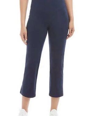Jockey Cropped Slit Flare Pants NWT 2 Pair Bundle Dark Blue/ Black Side Pocket L